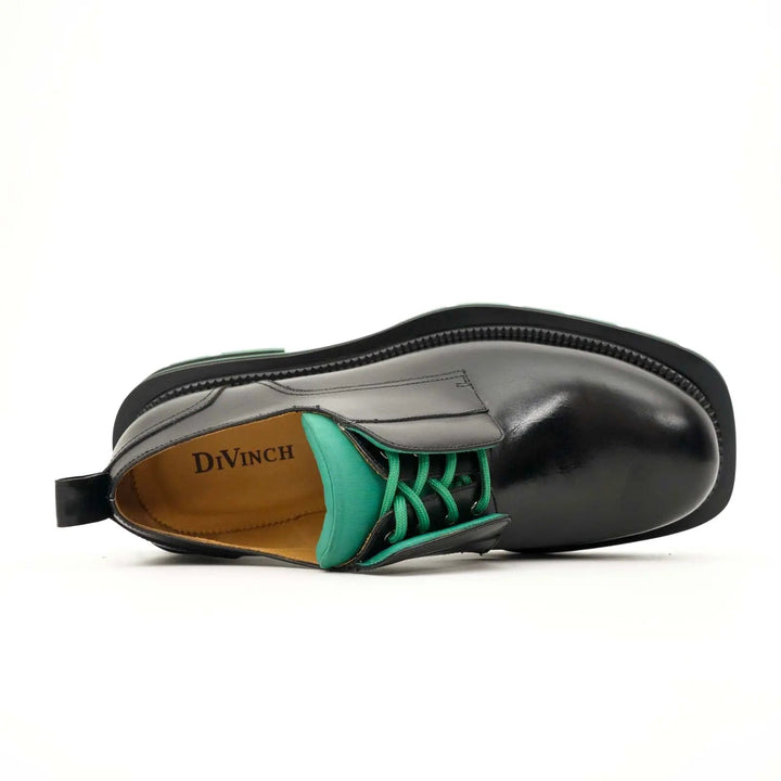 Black Plain-Toe Calf Leather Derby Shoes
