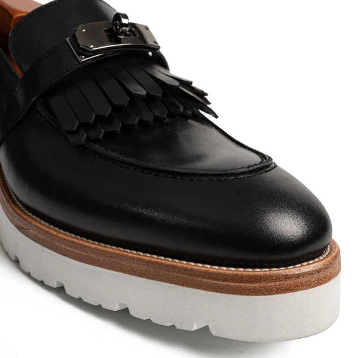 Black Kiltie Calf Leather Loafers