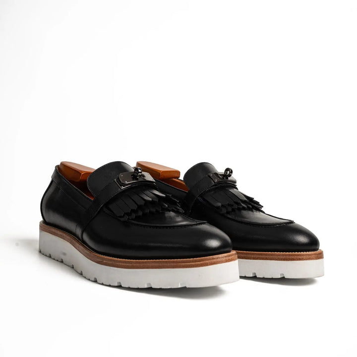 Black Kiltie Calf Leather Loafers