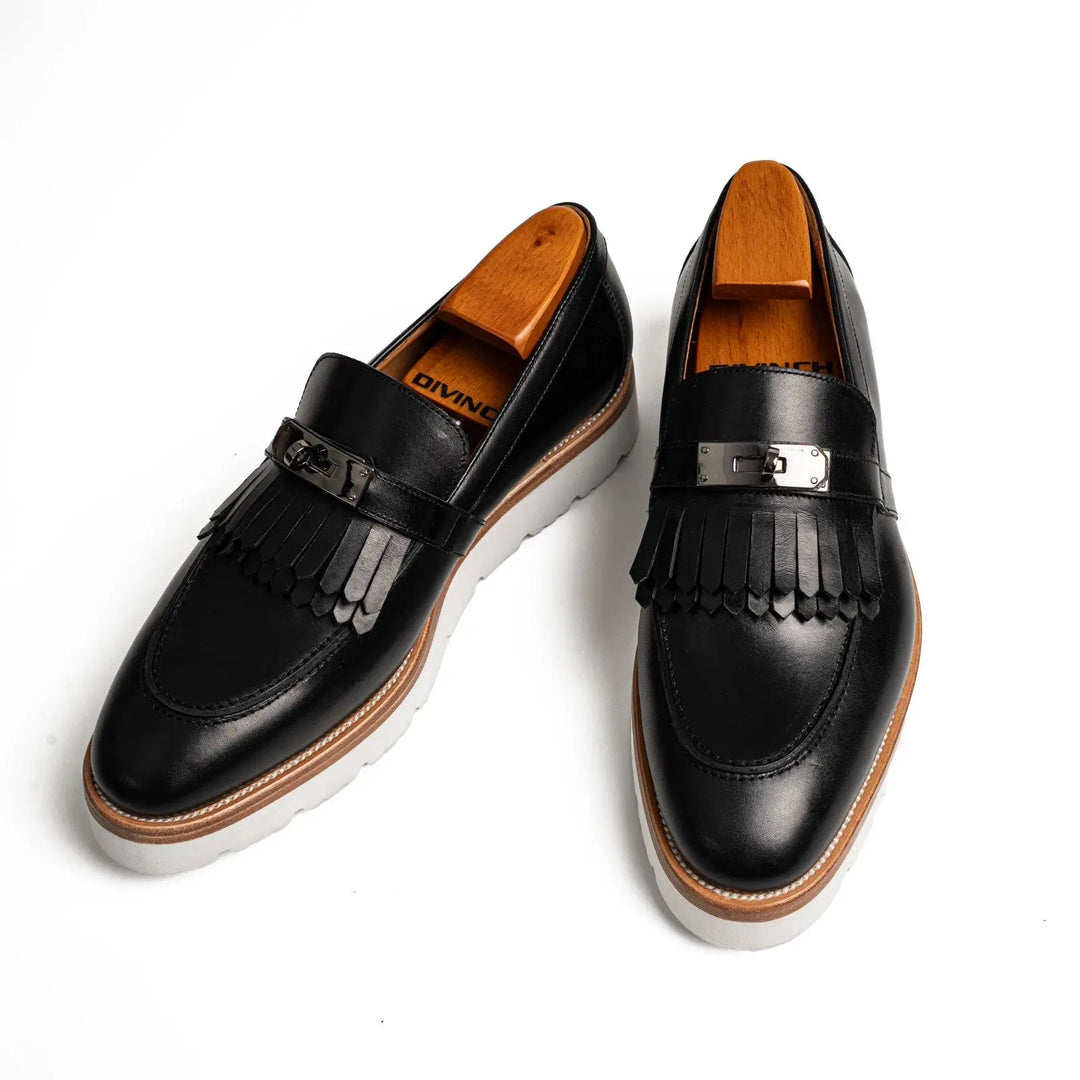 Black Kiltie Calf Leather Loafers