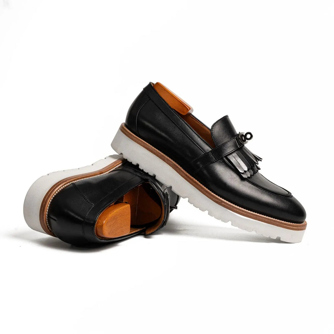 Black Kiltie Calf Leather Loafers