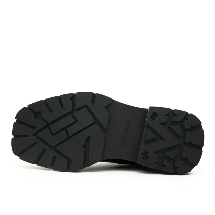 Black Plain-Toe Calf Leather Lace-Up Boots