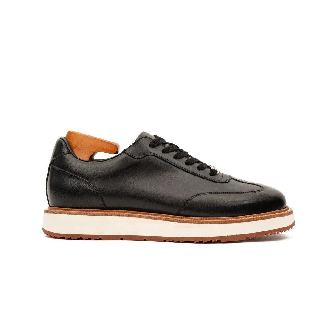 Black Plain-Toe Calf Leather Casual Shoes