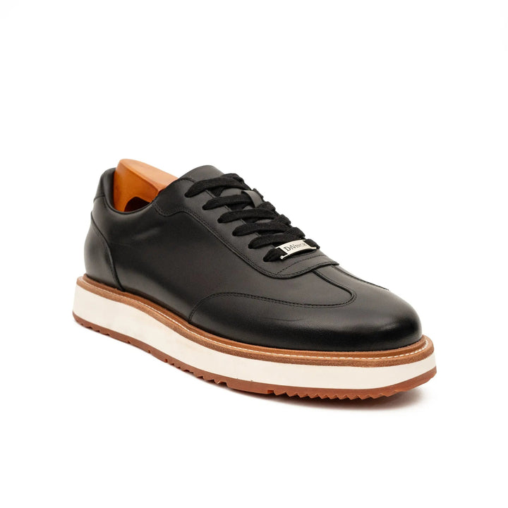 Black Plain-Toe Calf Leather Casual Shoes