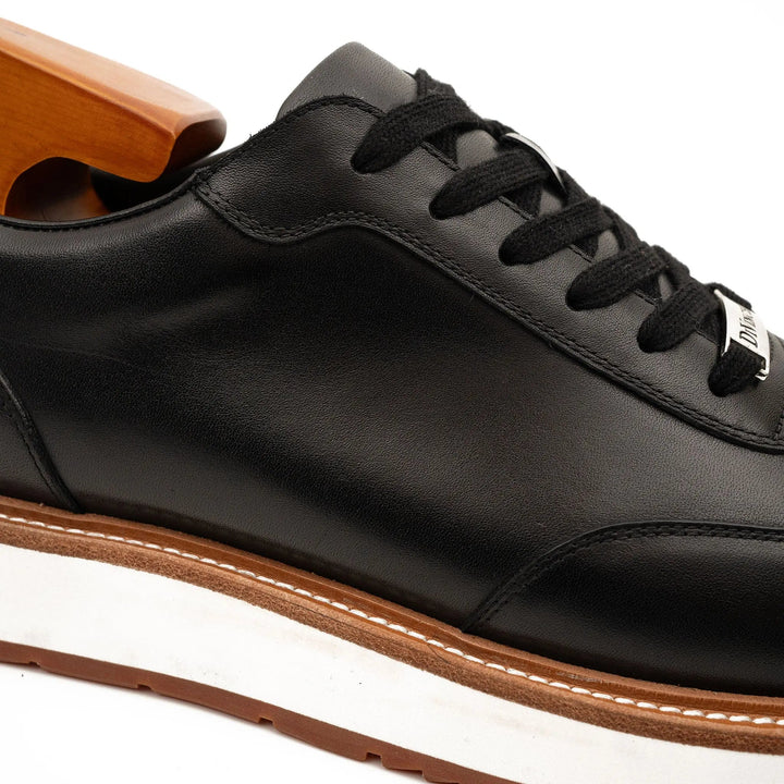 Black Plain-Toe Calf Leather Casual Shoes