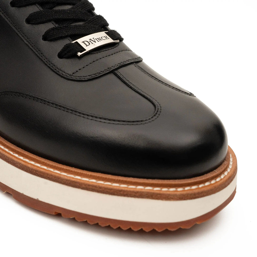 Black Plain-Toe Calf Leather Casual Shoes