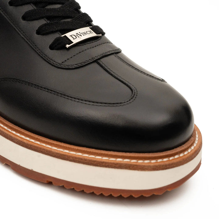 Black Plain-Toe Calf Leather Casual Shoes