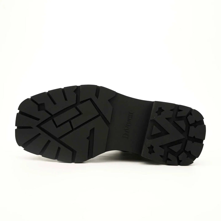 Black Plain-Toe Calf Leather Lace-Up Boots