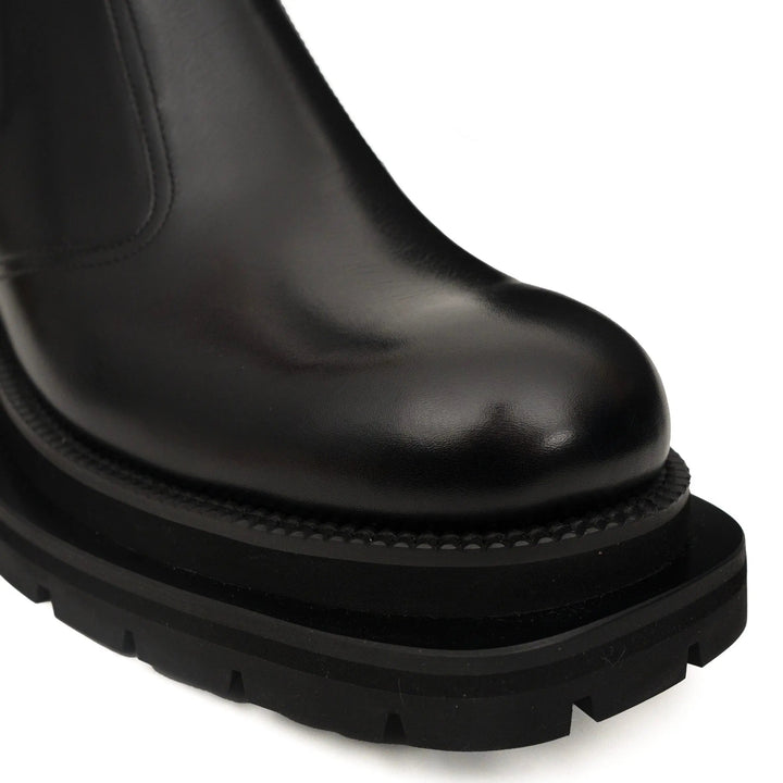 Black Calf Leather Lug-Sole Chelsea Boots