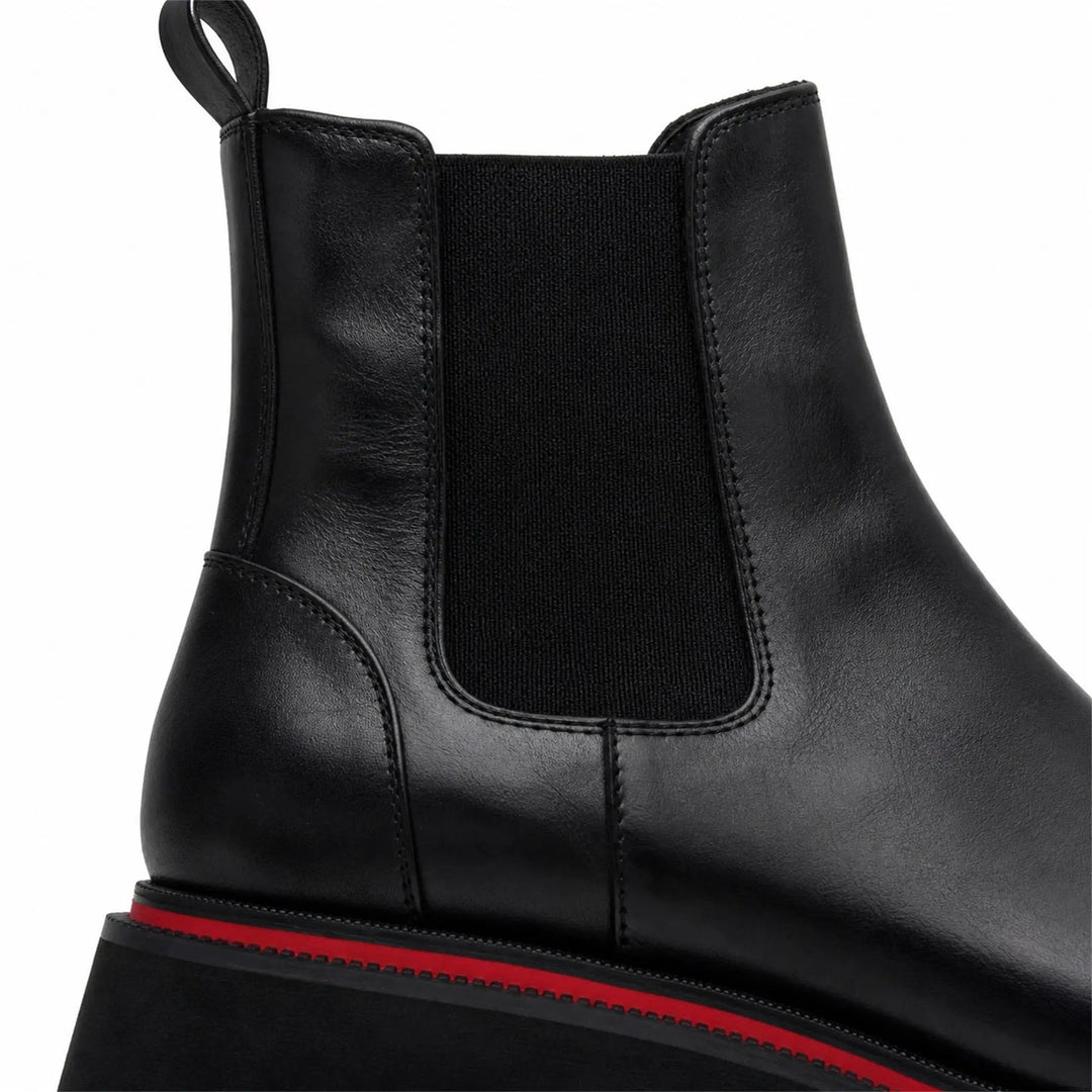 Black Square-Toe Calf Leather Chelsea Boots