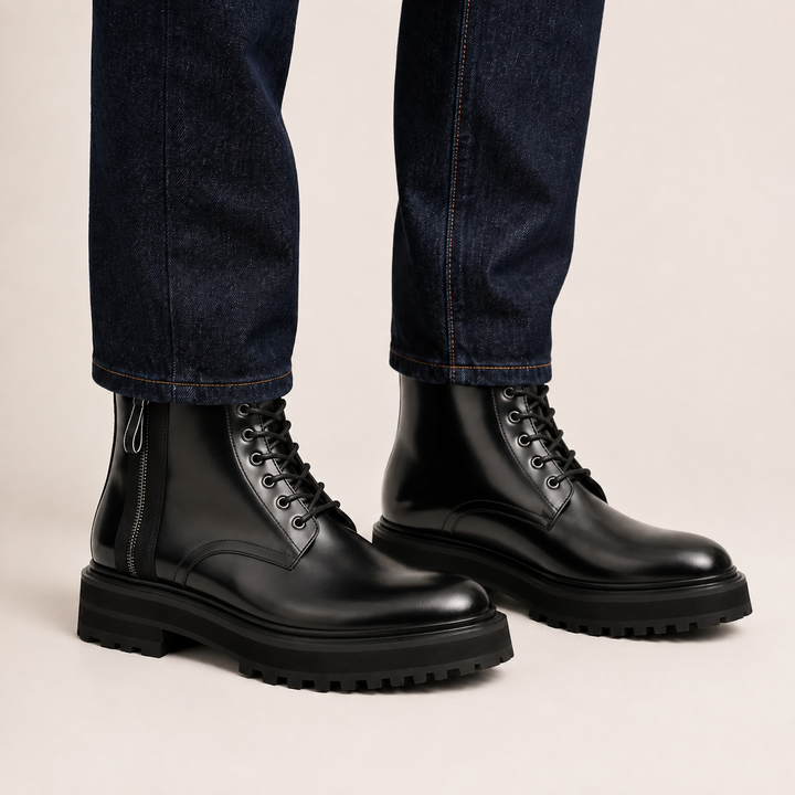Platform Patent Combat Boots
