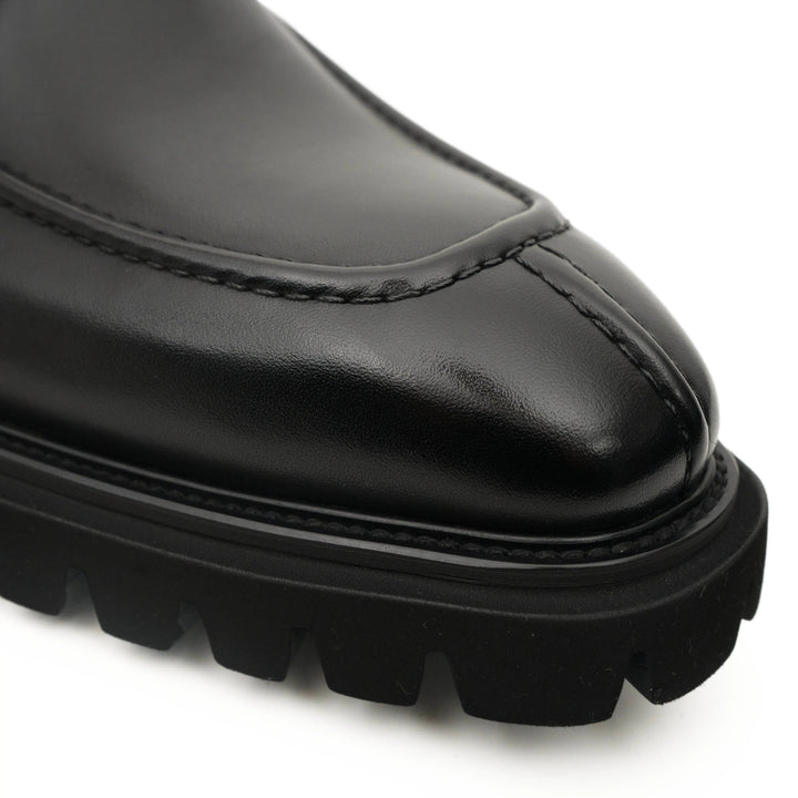 Black Double Monk Strap Leather Shoes