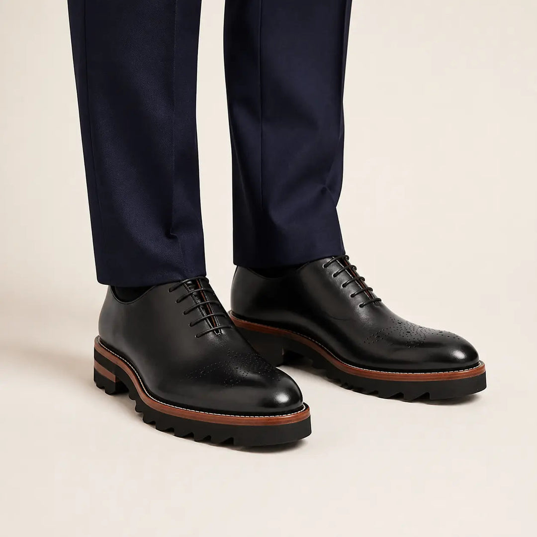 Handcrafted calfskin Oxford shoes Black
