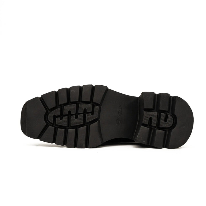 Black Square-Toe Calf Leather Monk Shoes