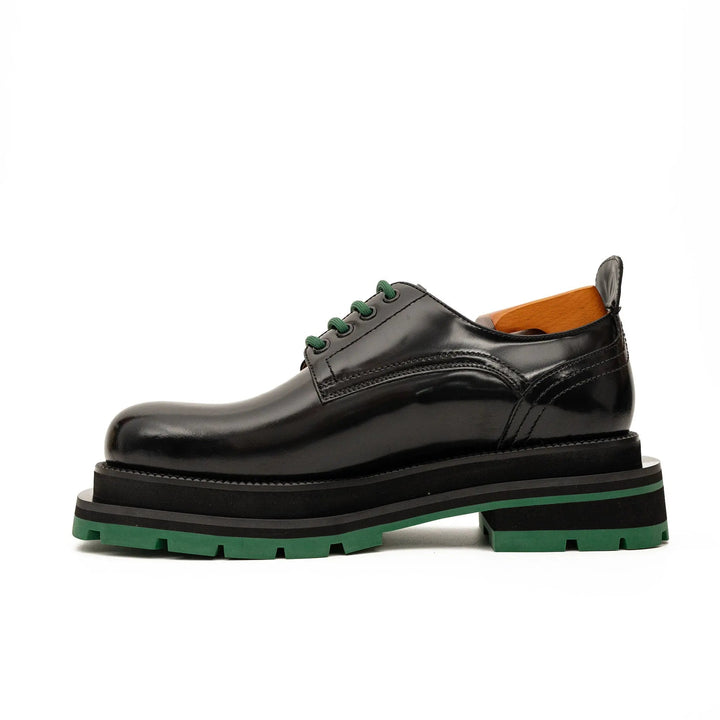 Black Plain-Toe Calf Leather Derby Shoes