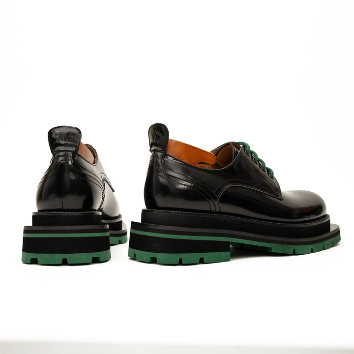 Black Plain-Toe Calf Leather Derby Shoes