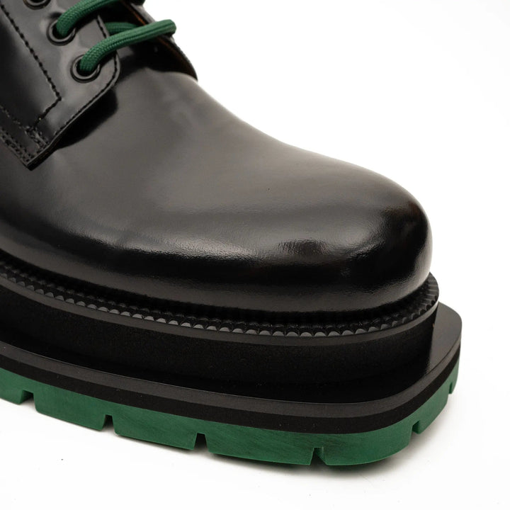 Black Plain-Toe Calf Leather Derby Shoes