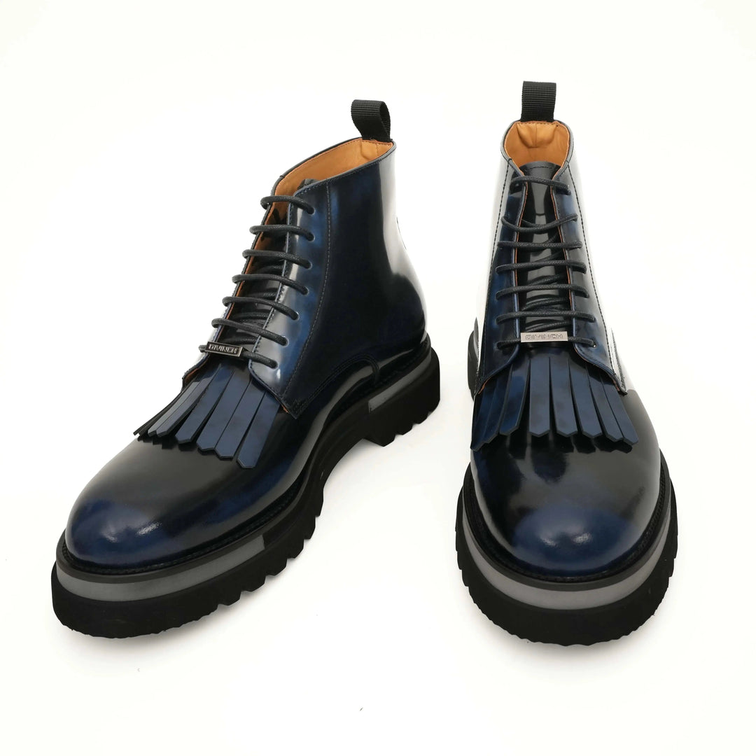 Black Plain-Toe Calf Leather Ankle Boots