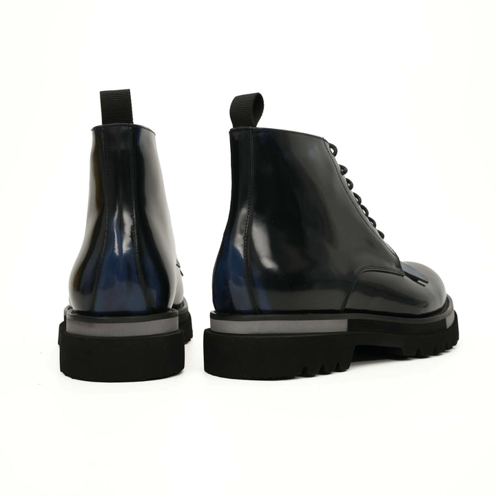 Black Plain-Toe Calf Leather Ankle Boots