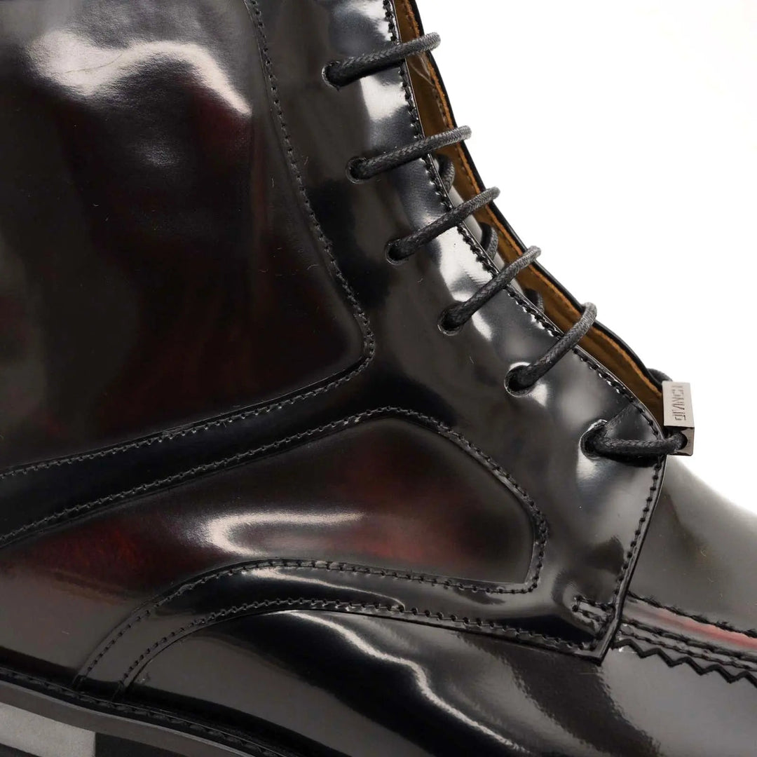 Dark Burgundy Apron-Toe Calf Leather Ankle Boots