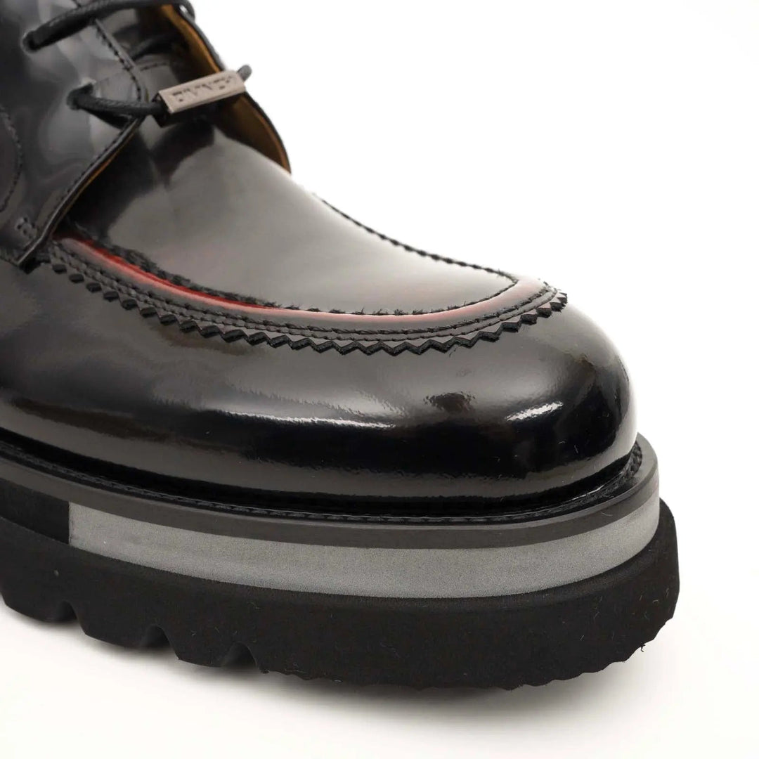 Dark Burgundy Apron-Toe Calf Leather Ankle Boots