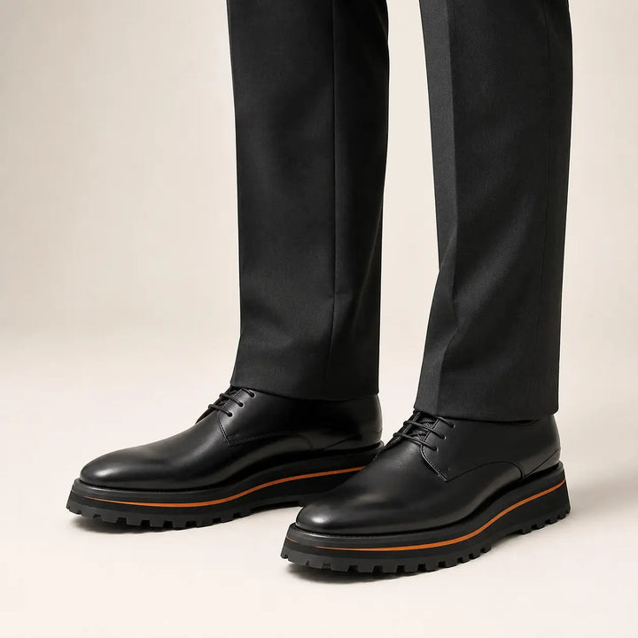Calf leather business dress derby shoes Black
