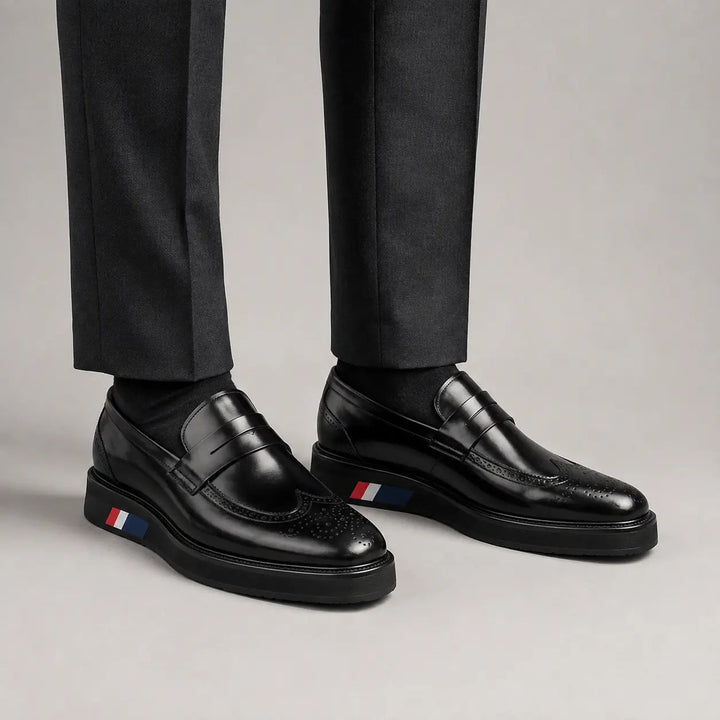 Black Platform Calf Leather Loafers