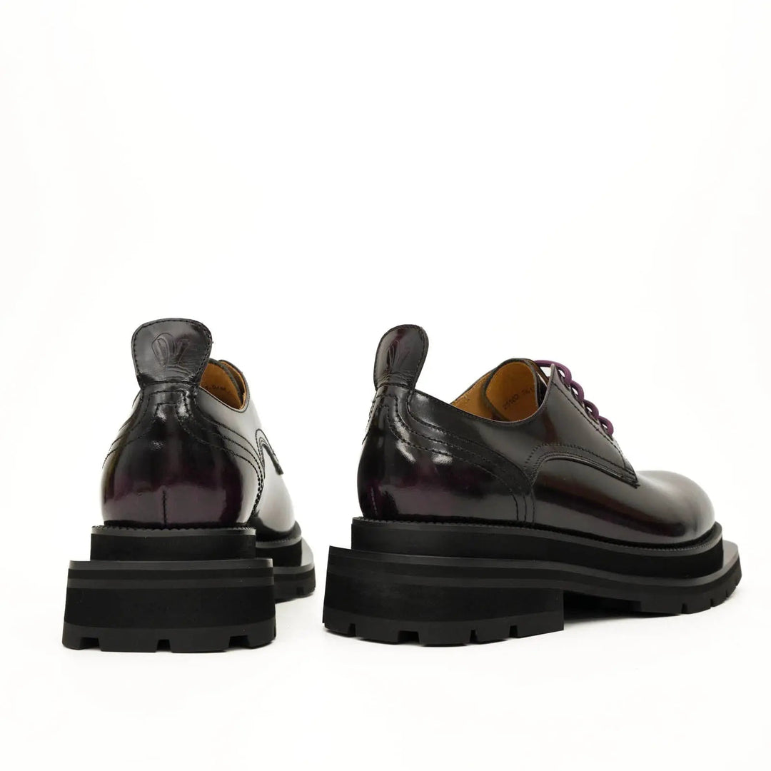 Purple Plain-Toe Calf Leather Derby Shoes