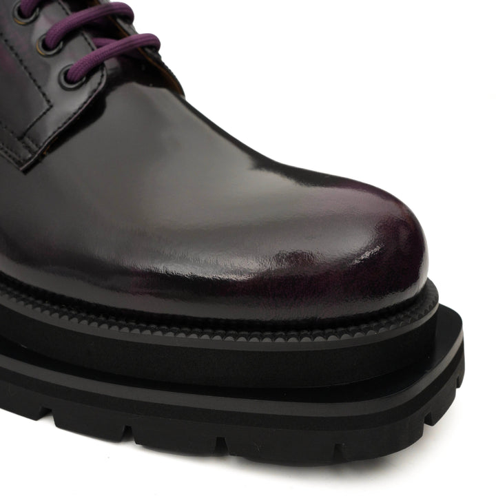 Purple Plain-Toe Calf Leather Derby Shoes