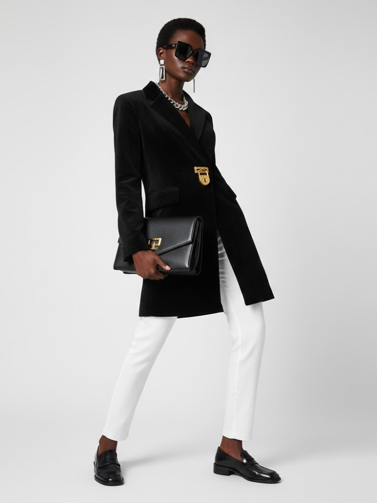 Black Tailored Coat with Clasp - DOWNTOWN BROOKLYN: New Collection COUTURE in BROOKLYN - BYMANYC ® New York