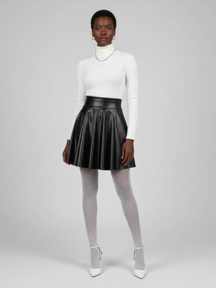 Black Vegan Leather Circle Mini Skirt SPRING: New Colección COUTURE in NOLITA - BYMANYC ® New York