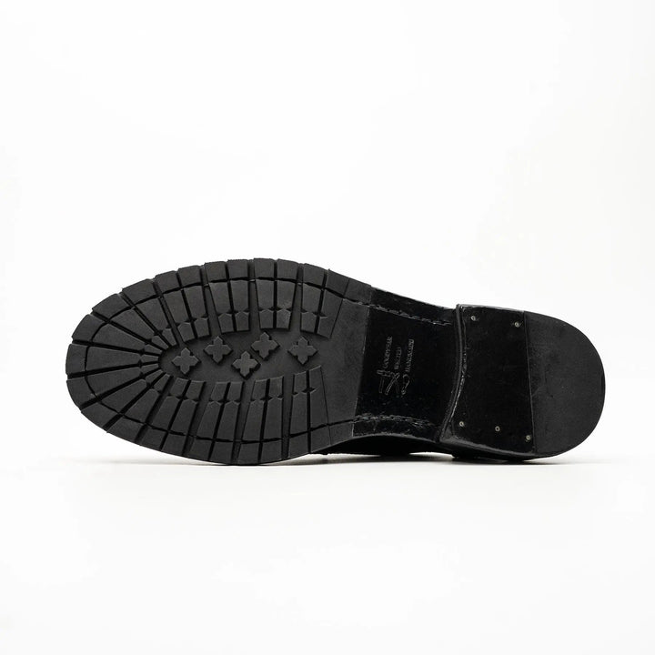 Black Wingtip Cow Leather Derby Shoes