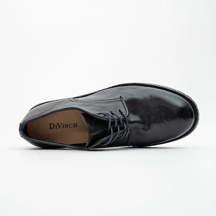 Midnight Navy Plain-Toe Calf Leather Derby Shoes