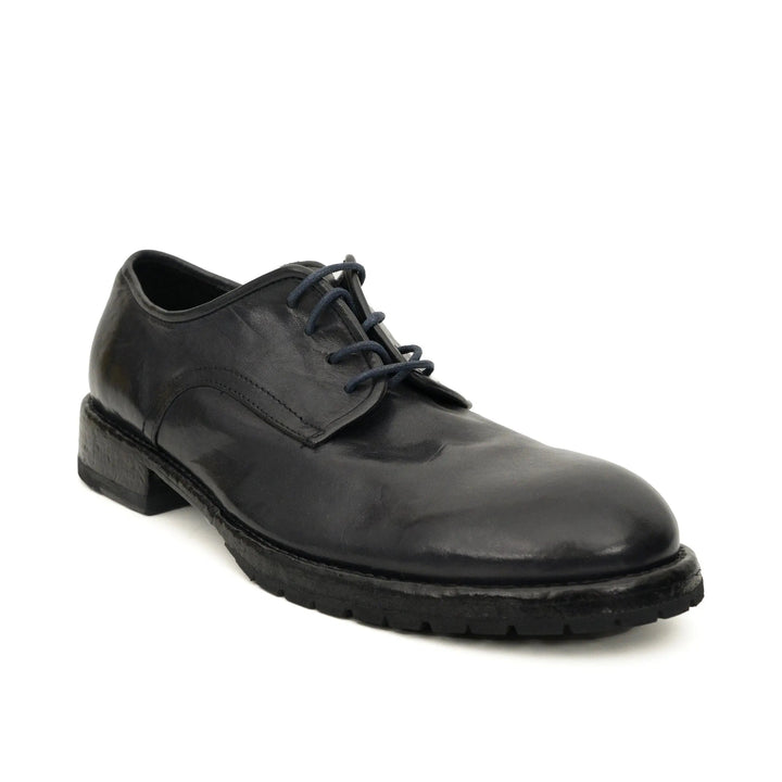 Midnight Navy Plain-Toe Calf Leather Derby Shoes
