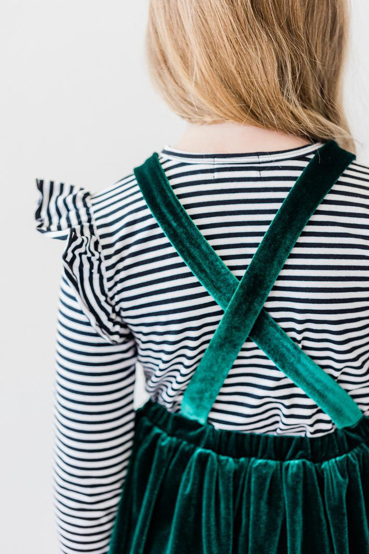 Black &amp; White Stripe L/S Ruffle Tee