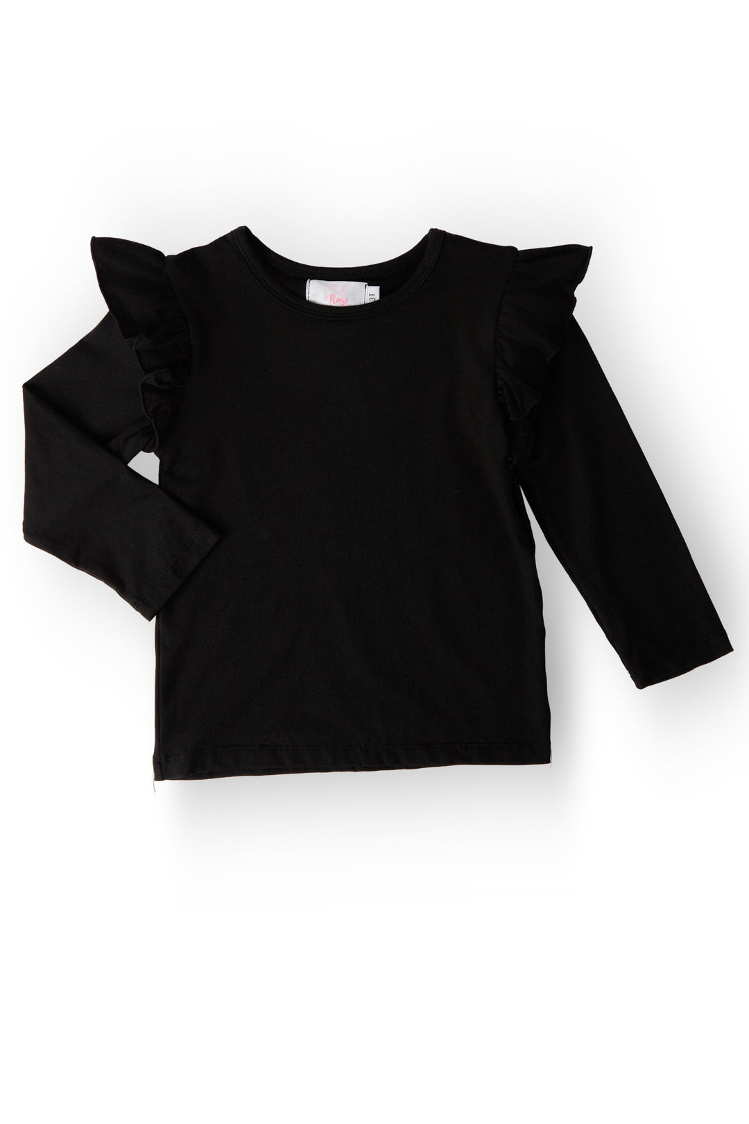 Black L/S Ruffle Tee