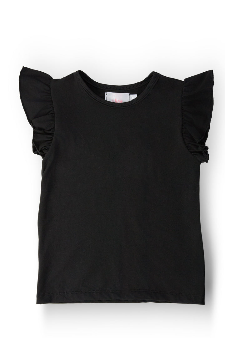 Black S/S Ruffle Tee