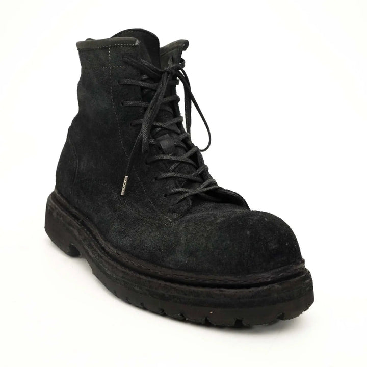 Black Horsehide Lace-Up Boots