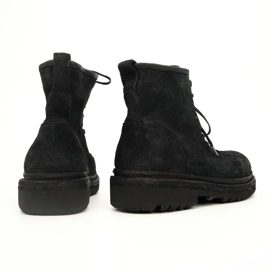 Black Horsehide Lace-Up Boots