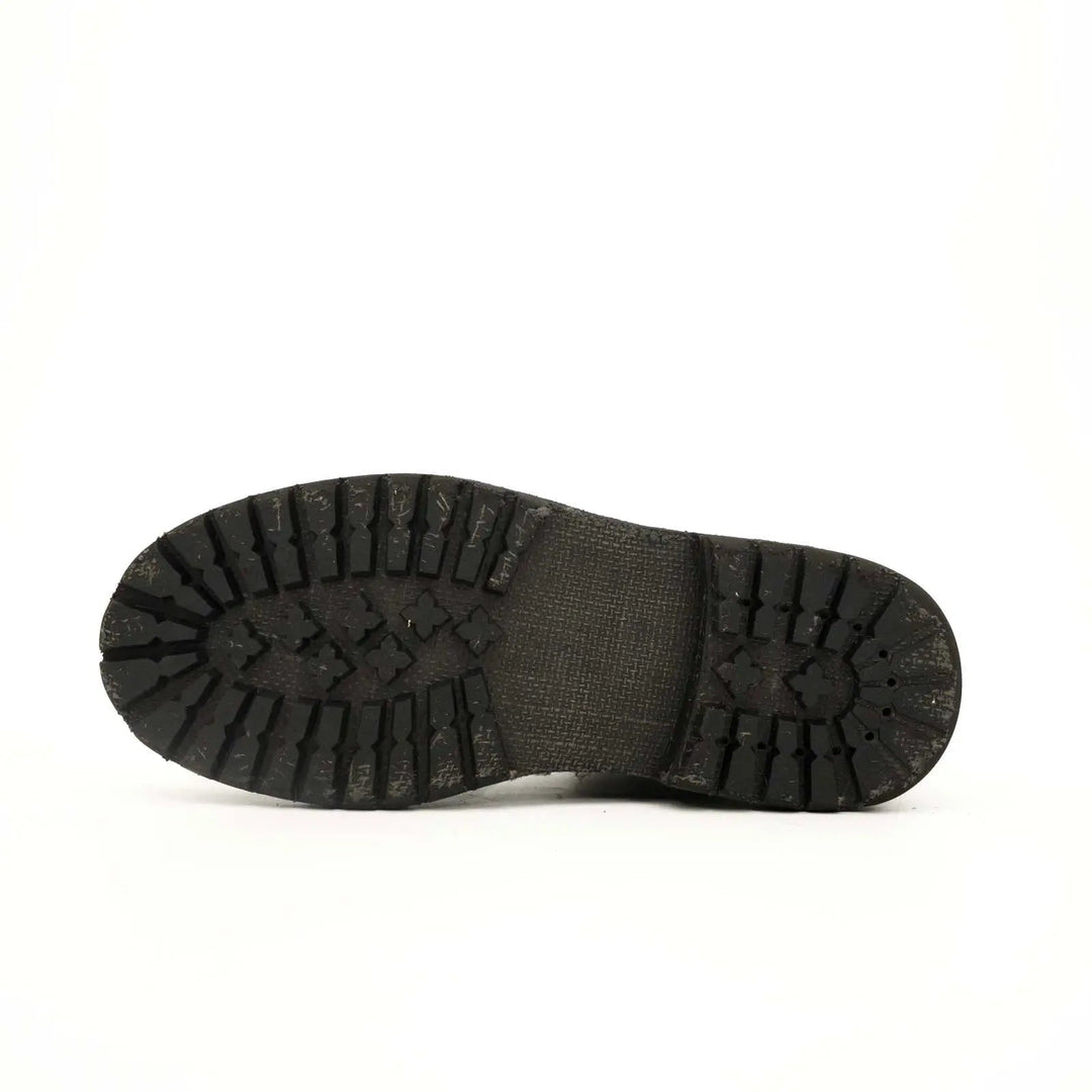 Black Horsehide Lace-Up Boots