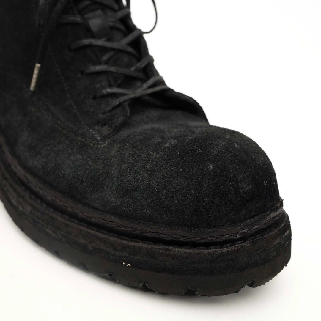 Black Horsehide Lace-Up Boots