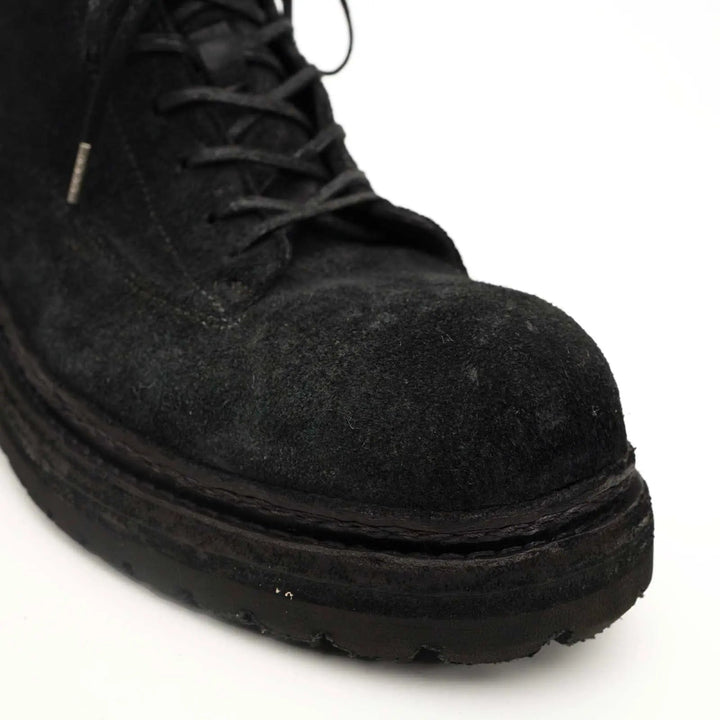 Black Horsehide Lace-Up Boots