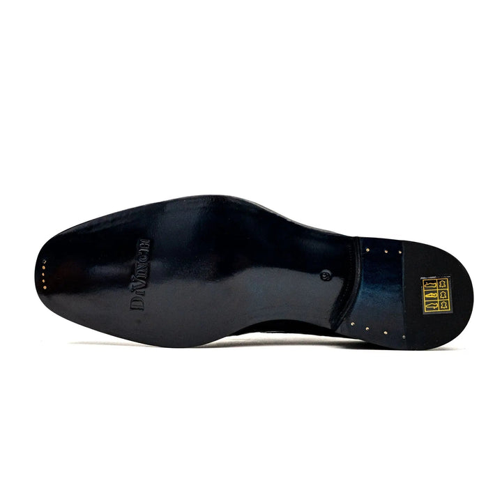 Blue Plain-Toe Crocodile Leather Derby Shoes