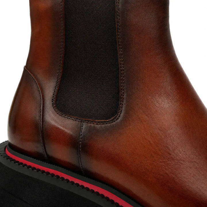 Orange Platform Calf Leather Chelsea Boots