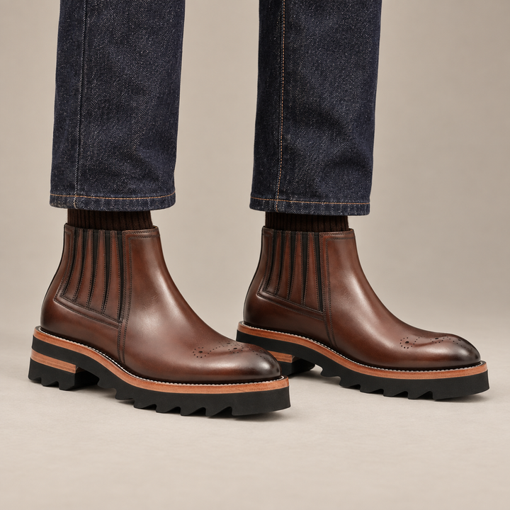 Brown Calf Leather Chelsea Boots