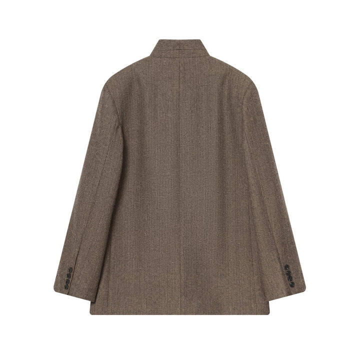 Brown Herringbone Blazer With Scarf Collar TRIBECA New Collection FASHION BYMANYC ® New York