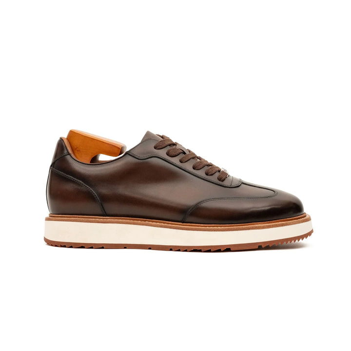 Dark Brown Plain-Toe Calf Leather Casual Shoes