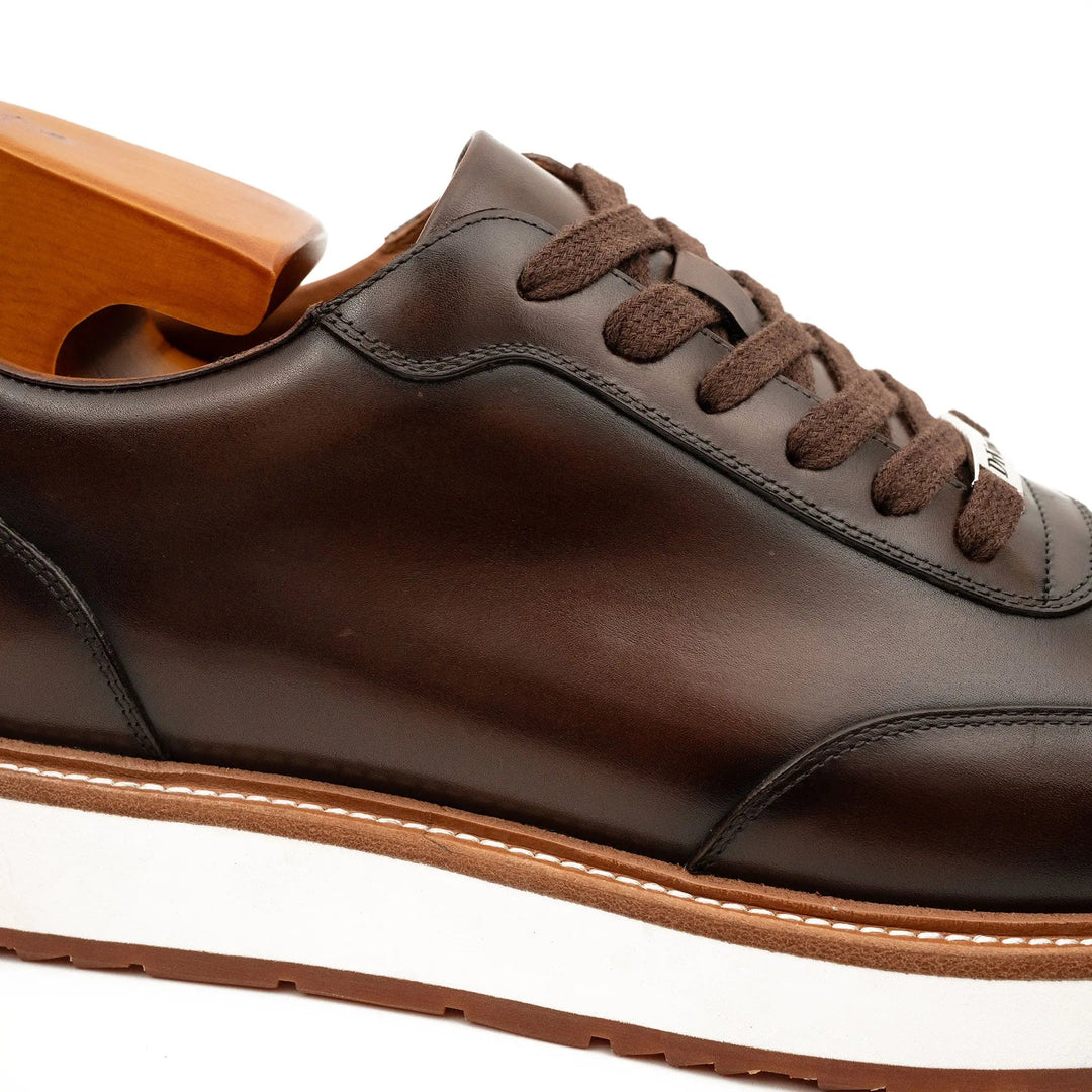 Dark Brown Plain-Toe Calf Leather Casual Shoes