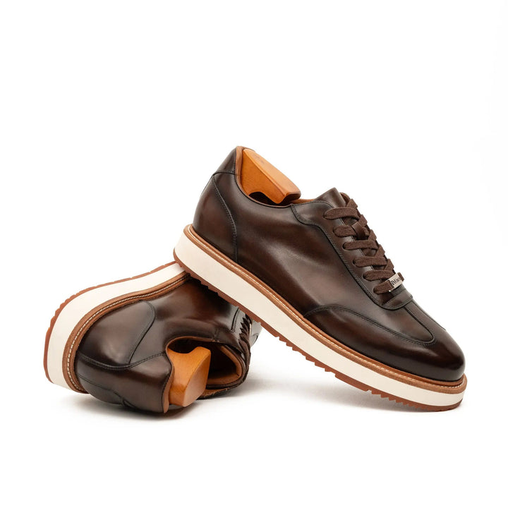 Dark Brown Plain-Toe Calf Leather Casual Shoes