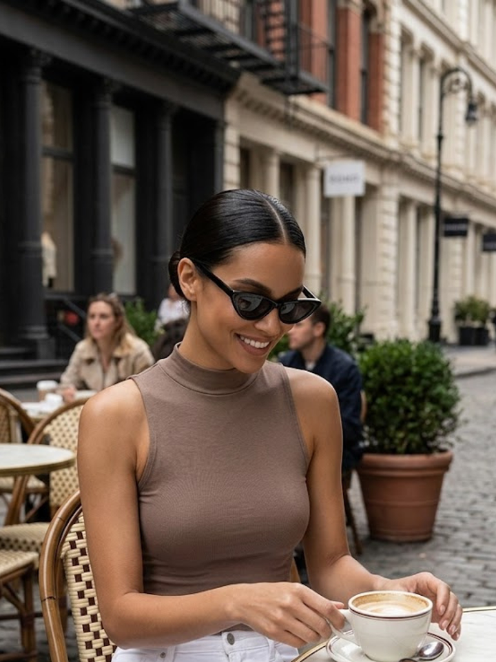 Brown MURRAY Mock Neck Tank Top Prêt-à-Porter BYMANYC ® New York